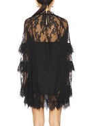 Women's white sheer lace long sleeve top with fringe trim - photo 2