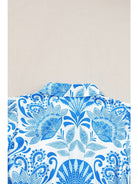 Women's Sky Blue Retro Floral Drawstring Ruffle Mini Dress - view 4