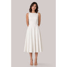 Women's ivory sleeveless minimalist A-line midi dress