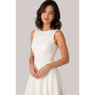 Women's ivory sleeveless minimalist A-line midi dress – view 2