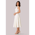 Women's ivory sleeveless minimalist A-line midi dress – view 3