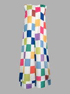 Women's multicolor contrast plaid sleeveless wide-leg jumpsuit – front view