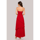 Women's sexy mauve strapless sweetheart tiered column maxi gown – view 4