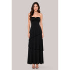 Women's black strapless sweetheart tiered column maxi gown