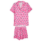 Women's pink strawberry print matching pajama set