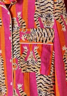 Women's orange and pink tiger stripe cotton pajama set – view 2