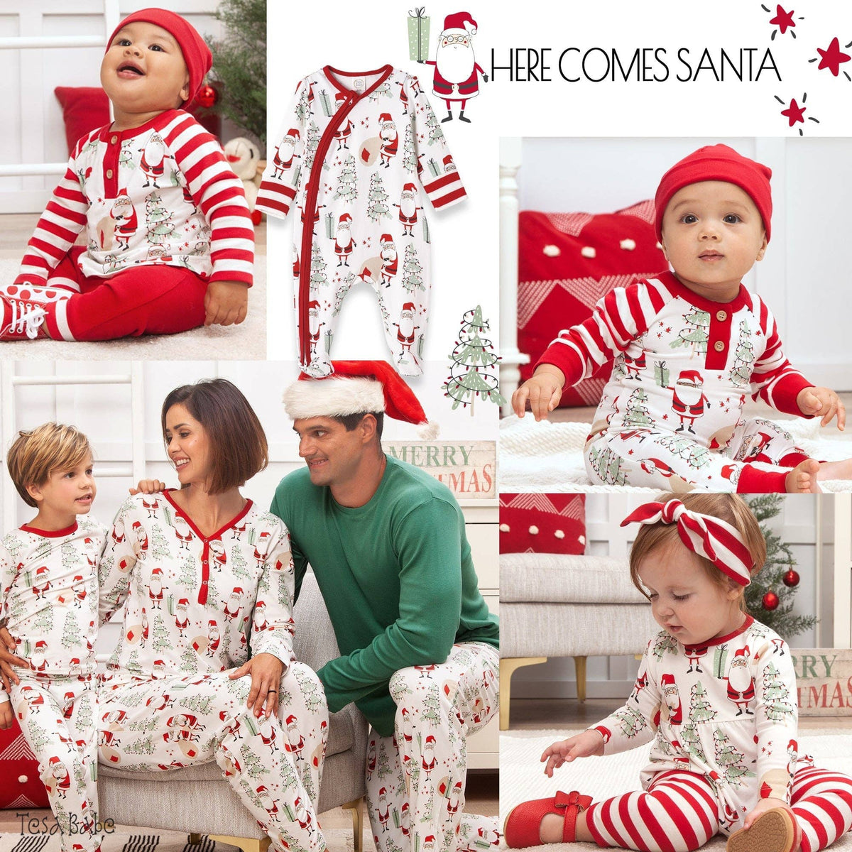 Women's Santa print bamboo pajama set