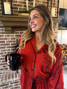 Women's multicolor western print button-up pajama set – view 3