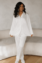 Women's white satin bridal pajama set